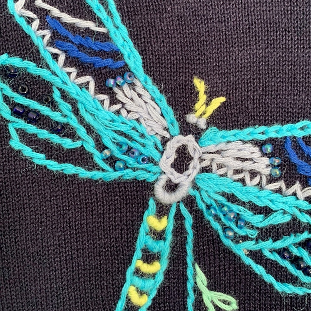 Storybook Knits Navy Dragon Fly Gathering Sweater - Picture 12 of 12